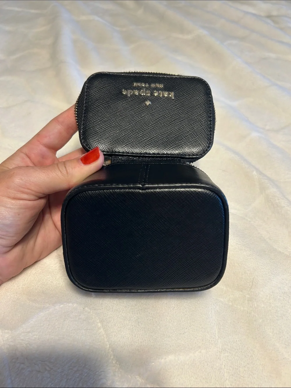 kate spade black leather compact jewelry case